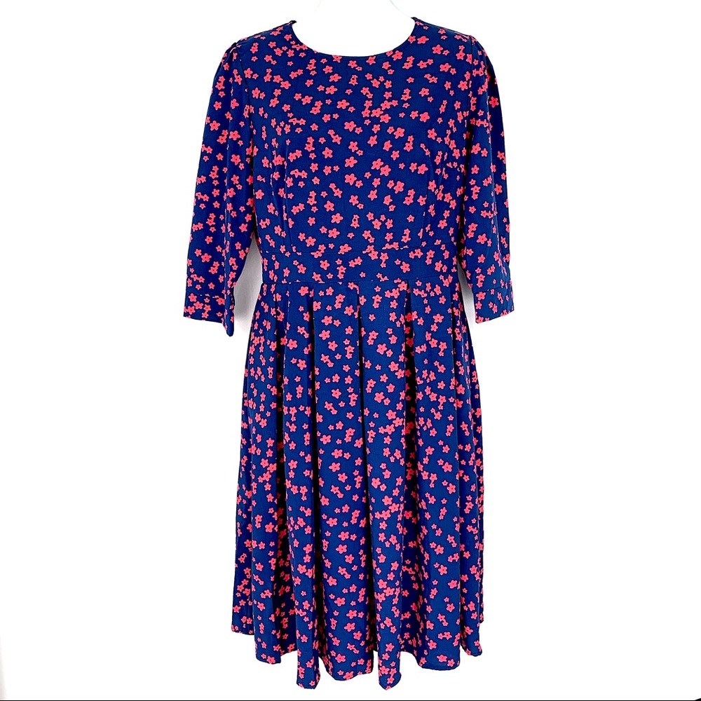 50% OFF Floral Midi Dress 3/4 Sleeve, Large - Picture 2 of 8
